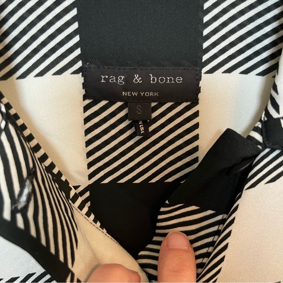 Rag & Bone 100% Silk Plaid Button Up Blouse Size S Boxy Oversized Fit Like New - Picture 3 of 8